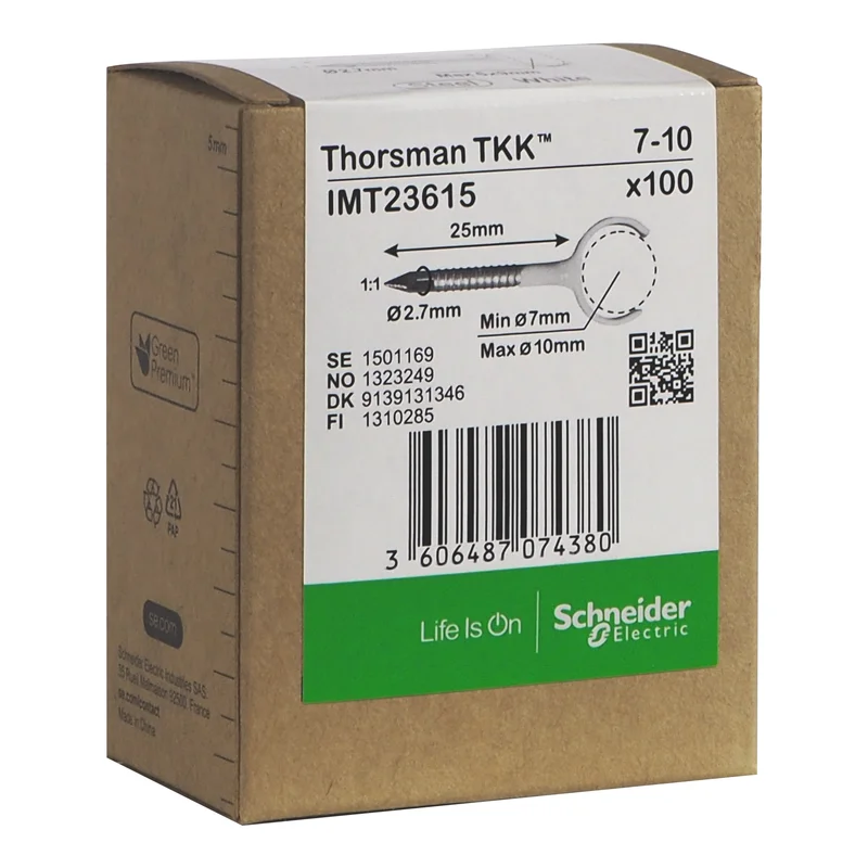 Schneider Electric IMT23615 Klammer skruv, 100-pack, rund kabel 7-10, 2,7x25 mm, Installationsmaterial
