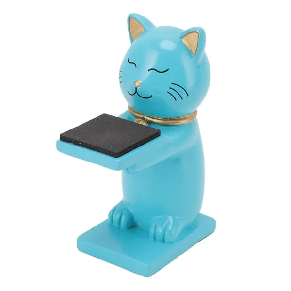 Resin Watch Stand, Cat Figurine, Decorative Watch Holder, Jewelry Storage Rack, for Bracelets and Necklaces, Blue