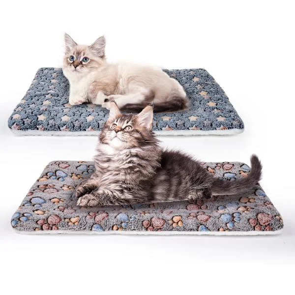 2 st Hundbur Sängmadrass, Fleece Djurkudde Sängmatta, Tvättbar Kattkudde för Liten Hund Katt