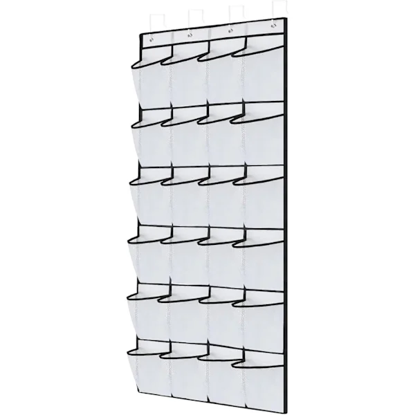24 Store Lommer Over Døren Skoskap Organizer Hengende Skoskap Mesh Hengende Skoskap Hengende Skohylle for Menn Kvinner, Hvit