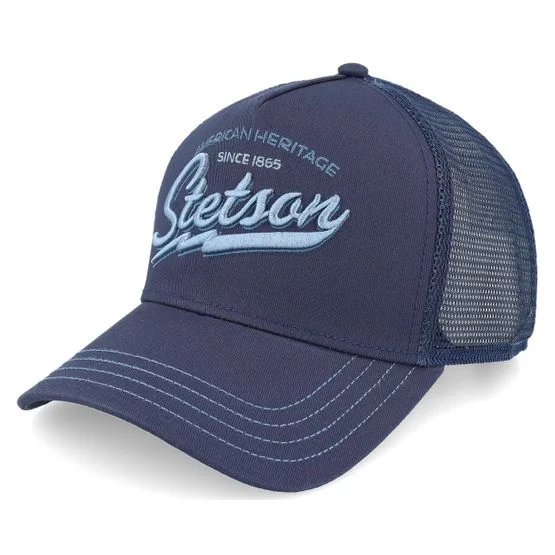 Stetson Herren Blau Trucker Cap - Big Size American Heritage Classic Navy A-Frame Trucker, Baumwolle & Mesh, XL 59-64cm