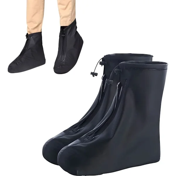 Waterproof Overshoes - Rain Overshoes - With Zipper and Drawstring - Waterproof Shoe Covers - Motorcycle Scooter Bicycle Shoe Covers ...