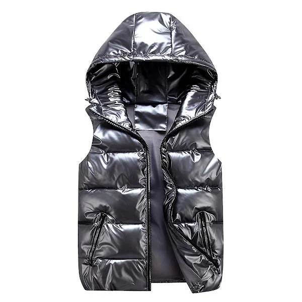 Mordely Sliktaa Unisex Shiny Waterproof Sleeveless Jacket ightweight Puffer Vest