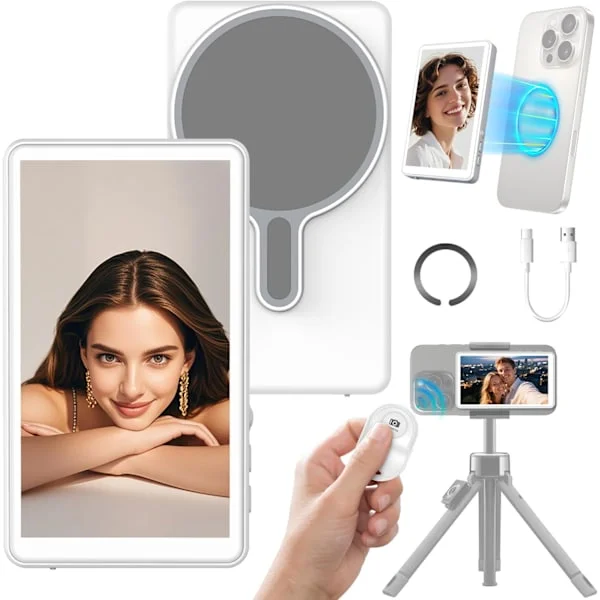 {YM}Selfie Monitor Skjerm Telefon - Magnetisk Telefon Vlog Bakre Kamera Selfie Monitor - 1080P Skjerm kan Kobles Trådløst til Mobiltelefoner