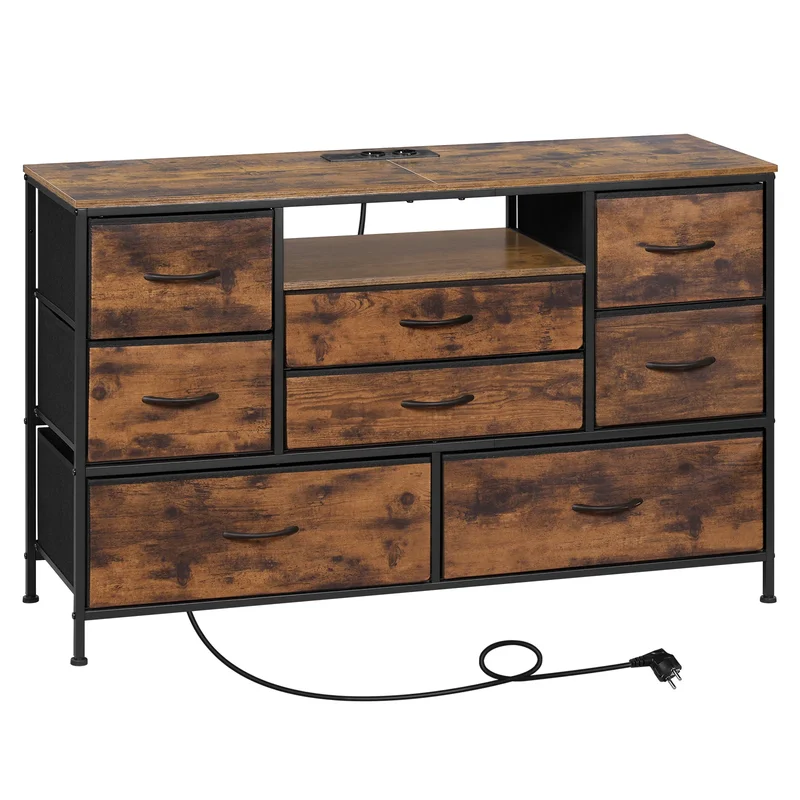 AliExpress - Kommode mit 8 Schubladen, Sideboards, TV-Schrank mit LED-Licht, 2 Steckdosen und USB für Wohnzimmer, Schlafzimmer, Flur, Organizer