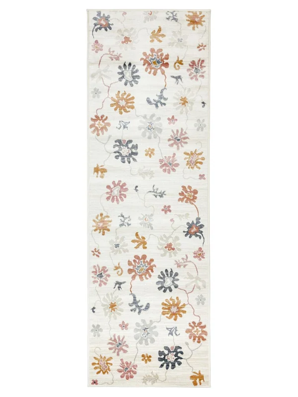 Washable Indoor/Outdoor Rug Blush Flower Multicolor (Pastel) Runner Small Oeko-Tex
