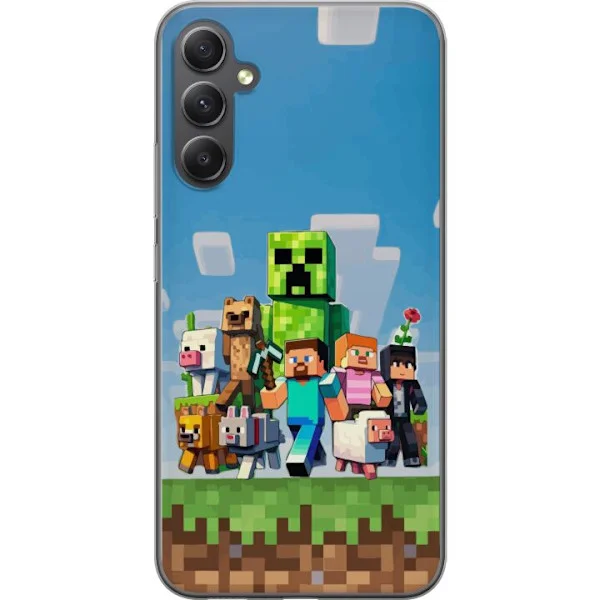Yhteensopiva Puhelinkuori Samsung Galaxy A16 5G Minecraft-hahmot ja eläimet värikäs lohkomailma seikkailu kuvitus täydellinen lapsille ja pelaajille