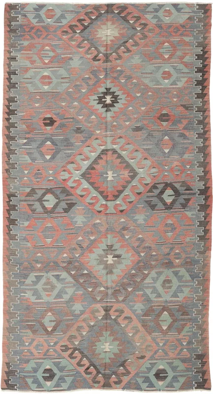 Tkany Ręcznie Kilim Vintage Dywan 164X308 Vintage Wełniany Szary/Jasnoszary