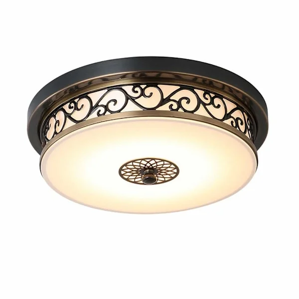 24W LED Antik Taklampe Ganglampe Retro Taklampe Vintage Rund Design Metall Jern Glass Lampe Skjerm Stue 40 cm