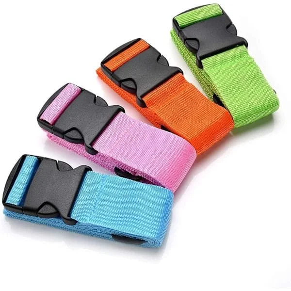(Grön Blå Rosa Orange) Resväskor Remmar 4-pack Ledade Bagage