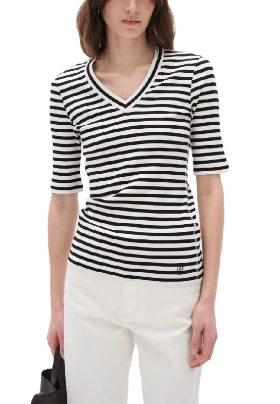 Inwear DagnaIW Striped V T-Shirt T-shirts Dam Svart XL