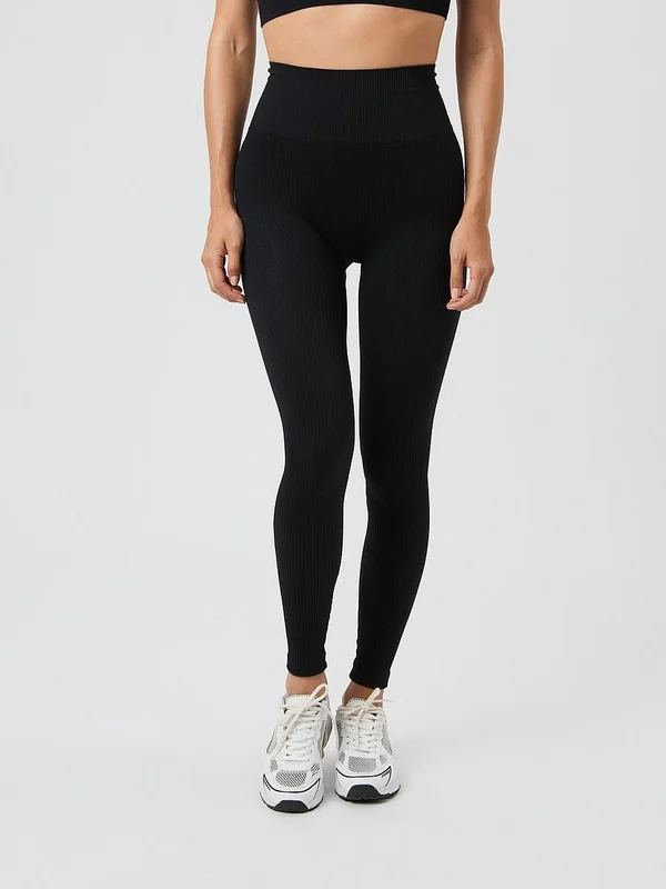 Björn Borg Studio Seamless Ribbed Tights Sort M, Tøj & Bolig, Træningsbukser, Tights