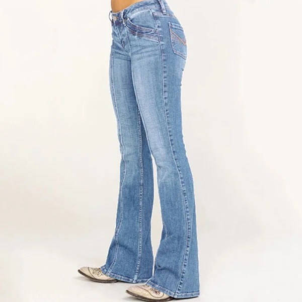 Low-Rise Flared Jeans for Women, Skinny Jeans, Bootcut, Light Blue Light Blue Light Blue S