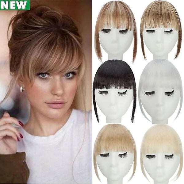 Clip In Hair Bangs Extensions French Hair Bangs Stylish Hair Bangs Hairpieces light brown & bleach blonde