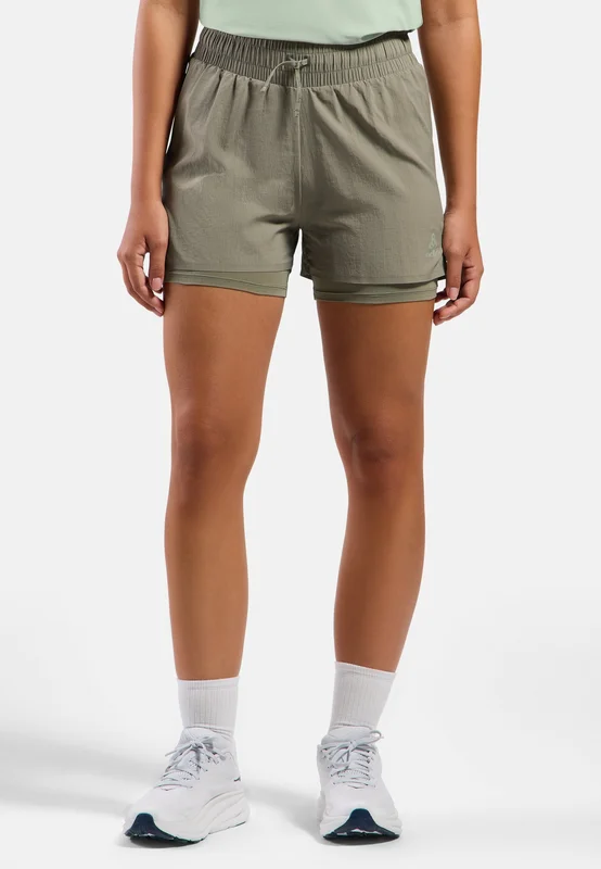 Odlo Zeroweight 3 inch 2-in-1 hardloopshort 2.0 voor dames, XS, groen