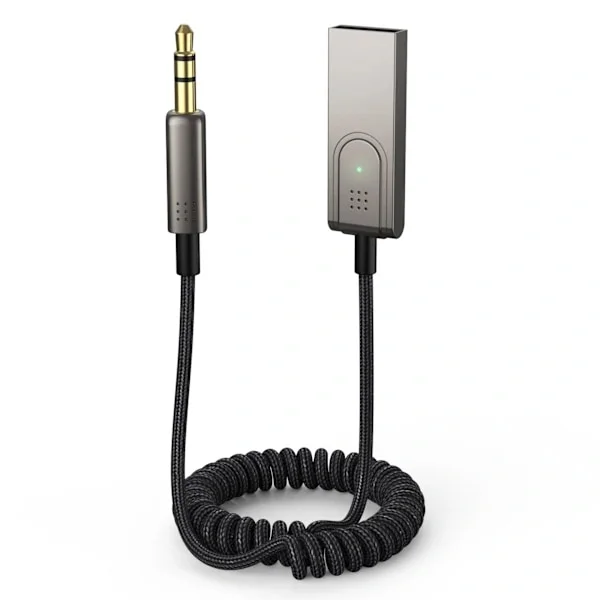 Bluetooth Aux-kabel för bil/Aux Bluetooth-adapter för bil, Bluetooth 5.0-mottagare för bil med 3,5 mm AUX-uttag och USB Grå Grå