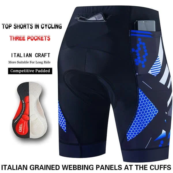 Sykkelshorts, sykkelshorts med tre lommer, herre sommervei fjell b blå