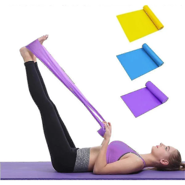 Sæt med 3 træningsbånd med 3 modstandsniveauer, træningsbånd til pilates