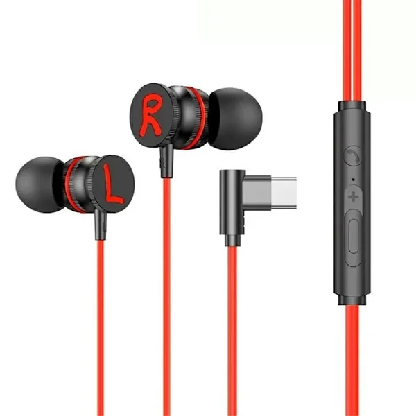 USB - C Hörlurar med Mic Magnetic In - ear Gaming Hörlurar - Röd