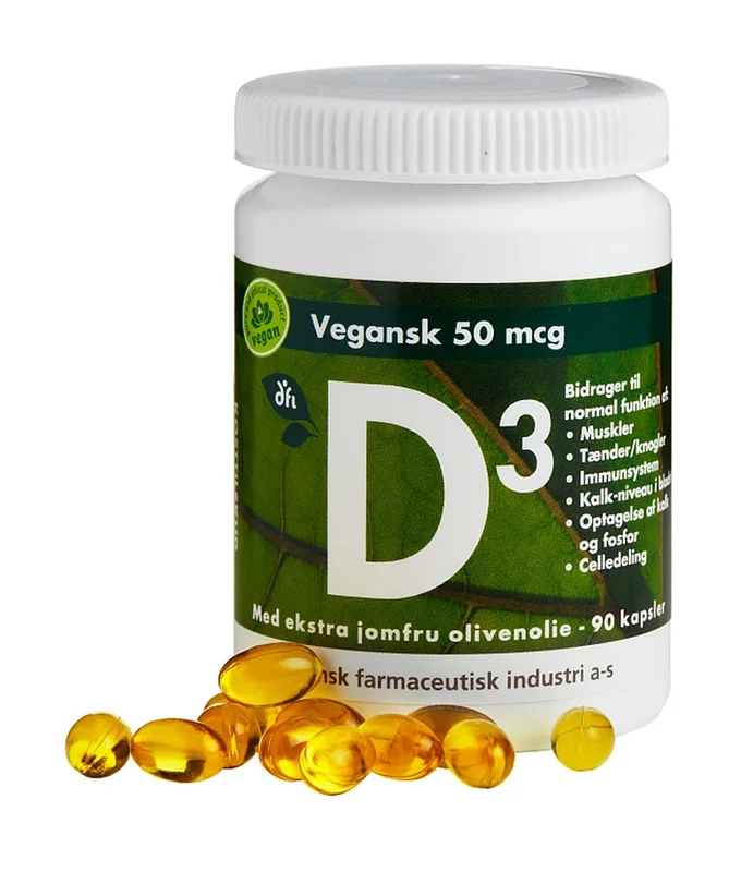 Grønne vitaminer D3-vitamin 50 mcg 90 kaps, Helse & Madvarer, Vitaminer, D-vitamin