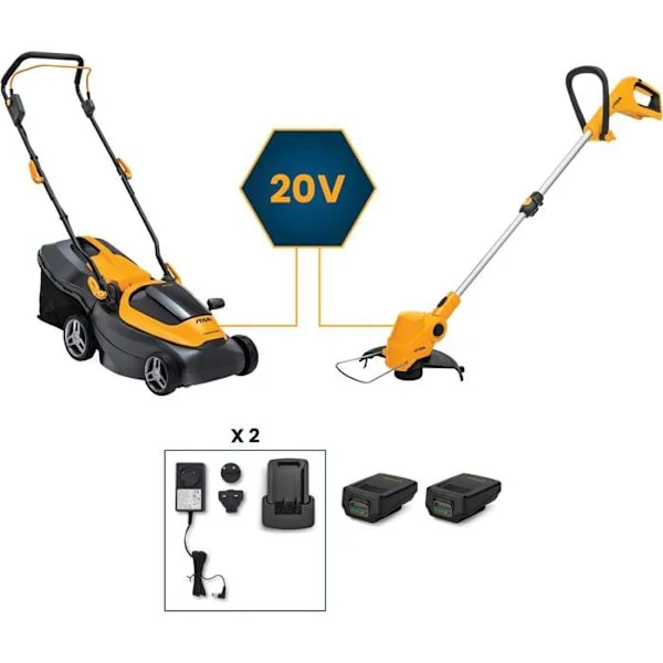 20V batteridriven gräsklippare med 34 cm klippbredd + 20V batteridriven grästrimmer - STIGA - Collector 136e + GT100e STIGA