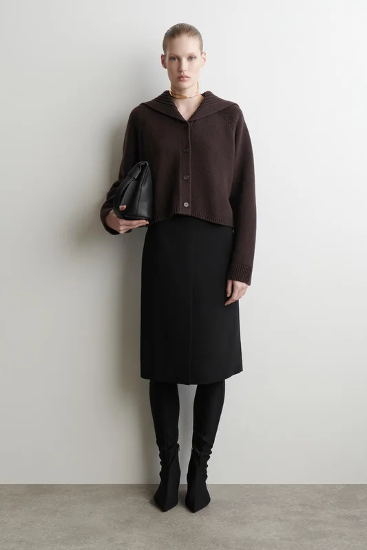 COS Sailor-Collar Wool Cardigan in Brown - Women