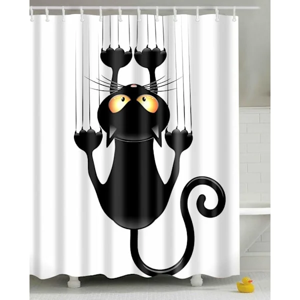 Funny Cat Shower Curtain Waterproof Bathroom Curtain Fabric Textile Animal Mildew Resistant with Hooks, Shower Curtains for Bathroom 200 x 180cm