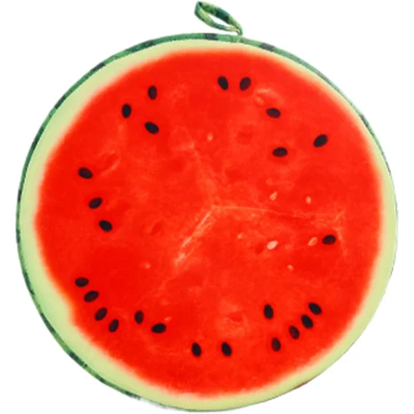 Vannmelon Frukt Myk Plysjpute, Gulvmatte for Barn, 39 cm Rund Frukt Sittepute Dekorativ Frukt Plysjpute for Hjem, Sofa, Soverom, Stue