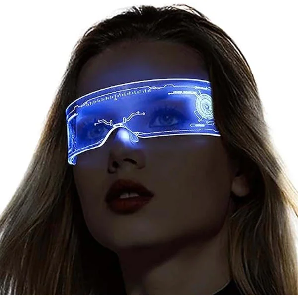 LED Briller, Lysende Briller, LED Visir Rave Briller for Menn Cosplay Festivaler Halloween Barer Klubber Fester