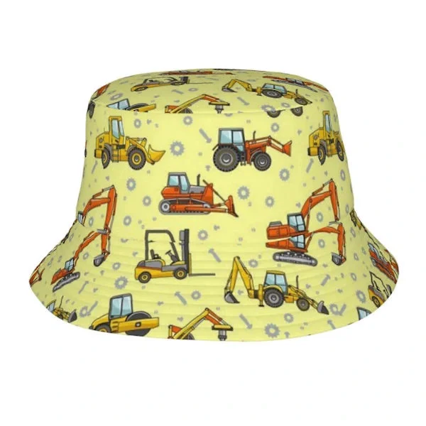 Rolig Caterpillar Truck Traktor Bøttehatt For Kvinner Menn Solhatter Strand Fiske Caps Unisex Reise Utendørs Caps