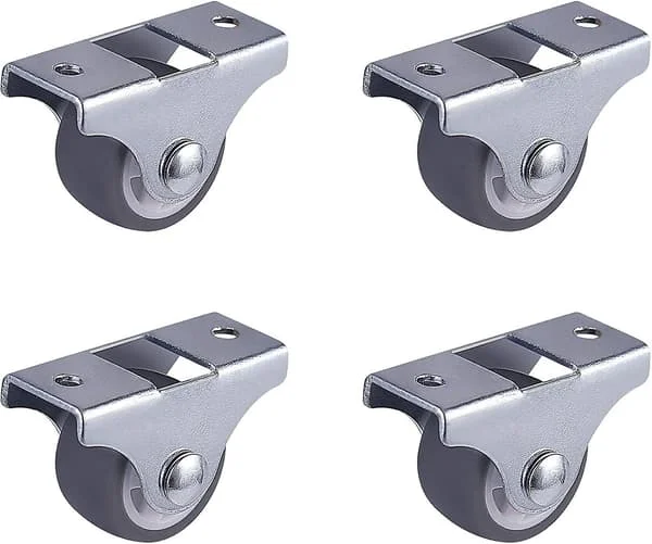 Mini Möbelhjul Fasta Hjul Gummihjul Plast Metallhjul med Platta för Möbler Hushållsapparater och Utrustning (4-pack)
