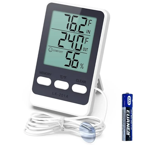 Kylskåpstermometer, Digital Kylskåpstermometer, Frystermometer med 1,5M Vattentät Sond, MIN/MAX, Växthus, Gård