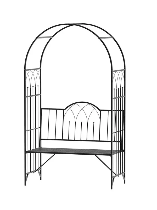 AliExpress - Rose arch with bench, rose bench, arbor bench, philosopher's bench, trellis, climbing aid, garden bench, metal, black, 115 x 59 x 203 cm