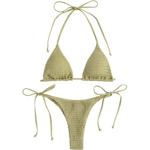 Damegrime Triangel Bikini Ribbet String Smockede Badetøj Fræk Thong