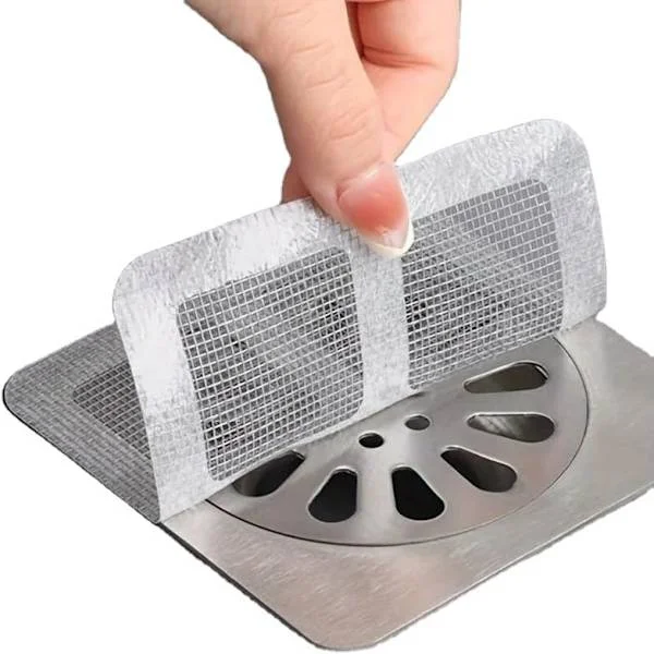 20-pack engångsfilter för duschavlopp – 10x10 cm nätfilter och klistermärken, filter för dusch, badkar, diskho och tvättstuga –