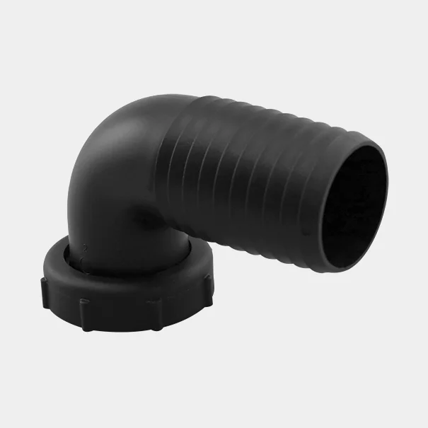 Anslutningsnippel för tankar Nuova Rade, 90°, 1 1/2", Ø38 mm, svart, plast, inlopp
