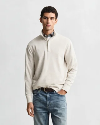 GANT - Sacker Rib Half-Zip Genser til herre seed melange