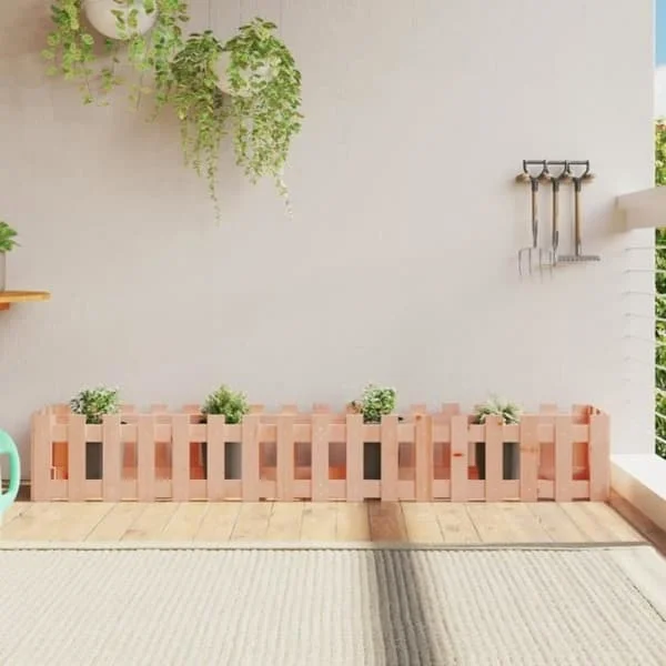 vidaXL Garden Raised Bed Staket Design Solid Douglas Wood 832505