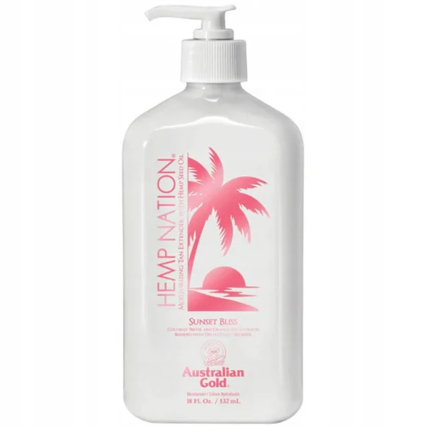 Australian Gold Hemp Nation Sunset Bliss Tan Extender – Aftersun Bodylotion, Forlænger Solbrunhed, Hampfrøolie, 535 Ml