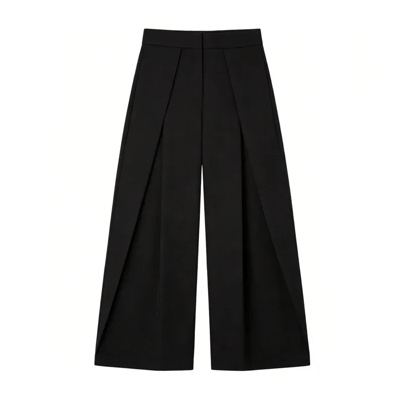 AliExpress - MUJER Schwarze Baggy-Hose für Damen, plissierte Hose mit weitem Bein für Damen, gestreifte, lässige Damenhose, Frühlingshose mit hoher 