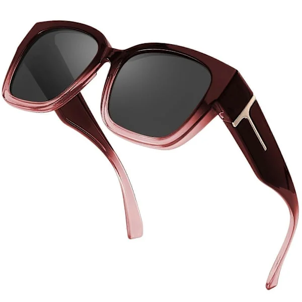 Polarized Sunglasses that Fit Over Glasses for Women Men Square Wrap-Around Sun Protection UV Protection (LGL)