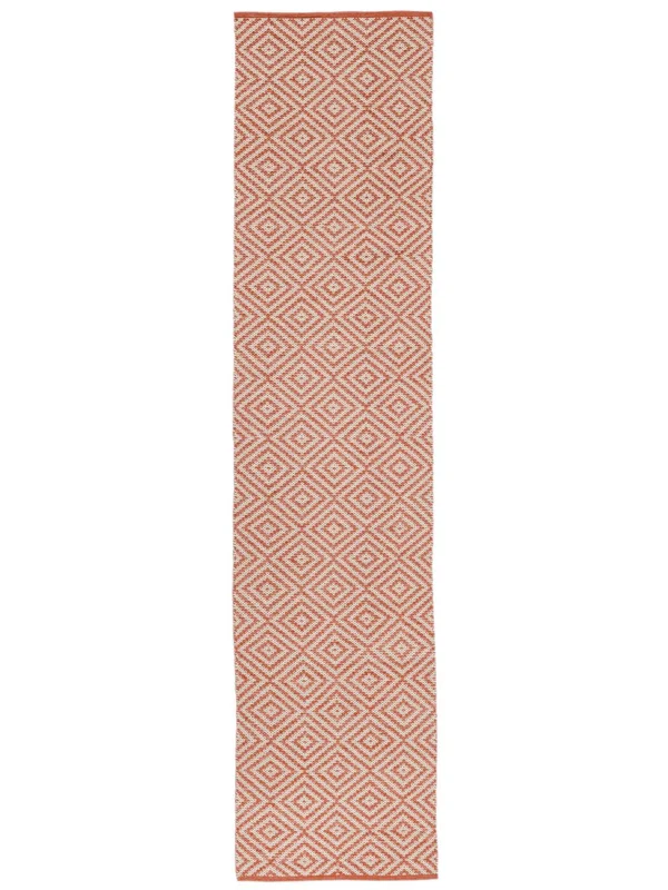 Small Solveig Rug - Coral Red/White 80X350 Cotton, Scandinavian Style