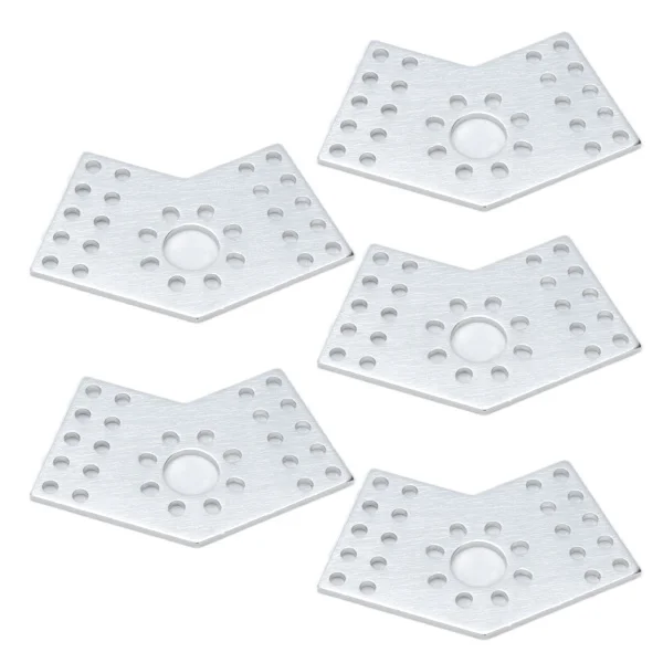 5 stk. hullplater i aluminiumslegering, festebrakett med hullmønster for roboter, teknisk utstyr, tilkobling av faste deler 3108-0002-0001