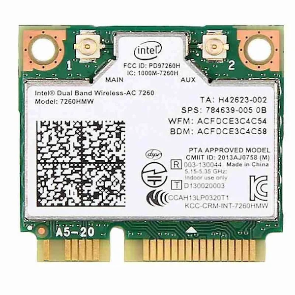 Intel 7260 AC 7260HMW 867 Mbit/s 5G Trådlöst Wifi [DB]