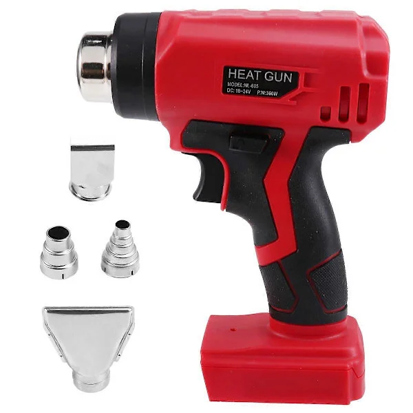 360W Trådløs Varmluftpistol Bærbar 400°C Varmluftpistol med 4 Dyser Passer for Milwaukee 18V Batteri