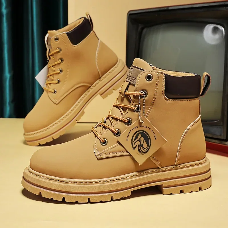 AliExpress - Bottes hautes chaussures en cuir pour hommes mode moto bottines pour hommes botte d'hiver à lacets Botas Hombre bottes de Cowboy
