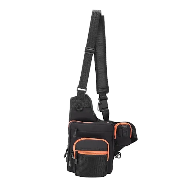 2024 Polyester Multifunktionell Fiskeutrustning Crossbody Väska med Justerbara Axelremmar (Svart)