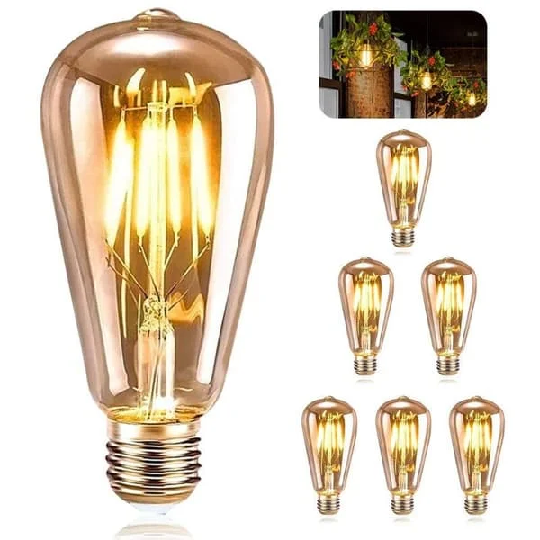 Pieces E27 Vintage LED Bulbs, ST64 Retro Edison Decorative Bulbs, 4W Warm White Filament for Restaurants, Cafes and Bars