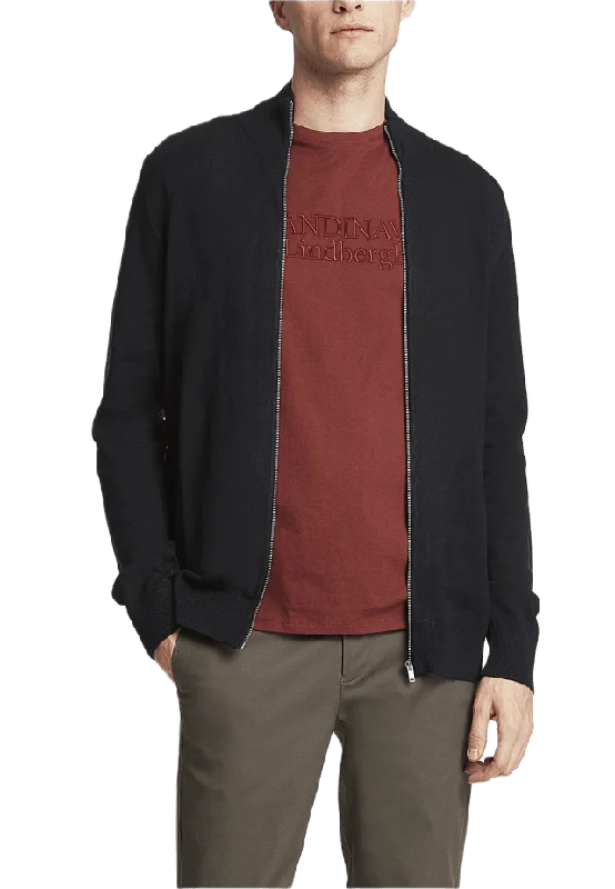 Lindbergh Ecovero L/S Zip Cardigan Knit Koftor & cardigans Herr Blå L