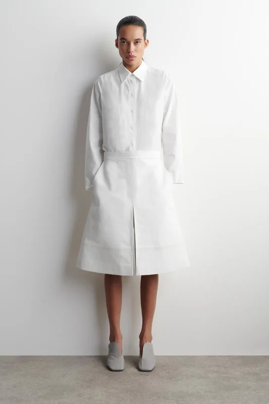 COS Women's Rounded Cotton-Silk Shirt in White
